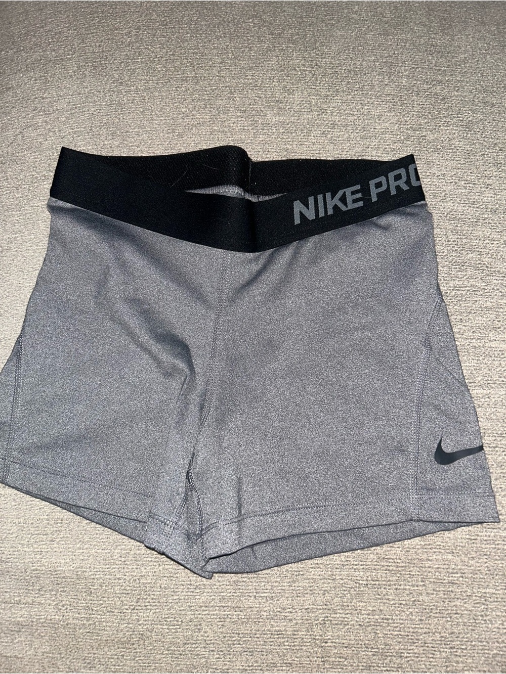 Nike Women's Heather Gray Training Shorts with Black Waistband